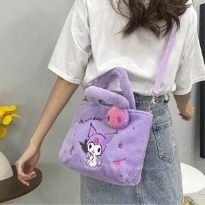 Cute Kuromi Purple Plush Shoulder Bag